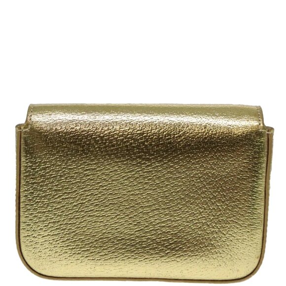 PRADA Accessory Pouch Leather Silver Gold Auth 88214V - Picture 4 of 16